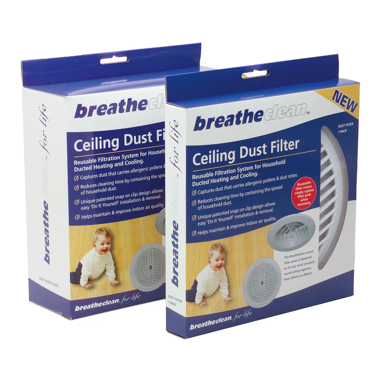 Breatheclean Round Ceiling Dust Filter - 240-290mm - Easy Installation - Air Quality