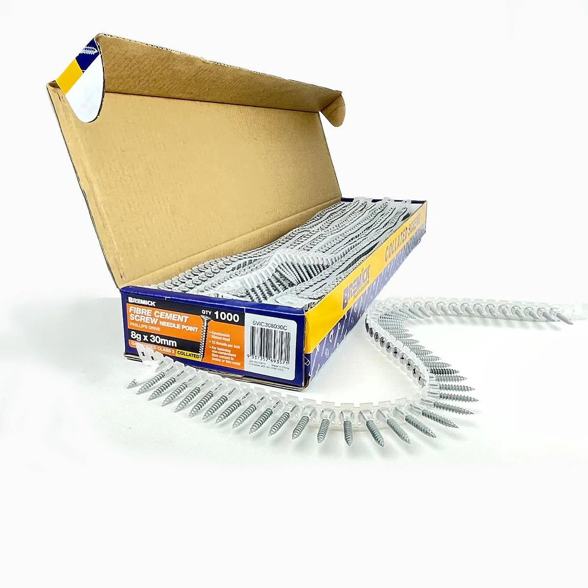 Bremick Collated Screw 8g x 30mm Galvanised - 1000 Pack - Fibre Cement - Image 4
