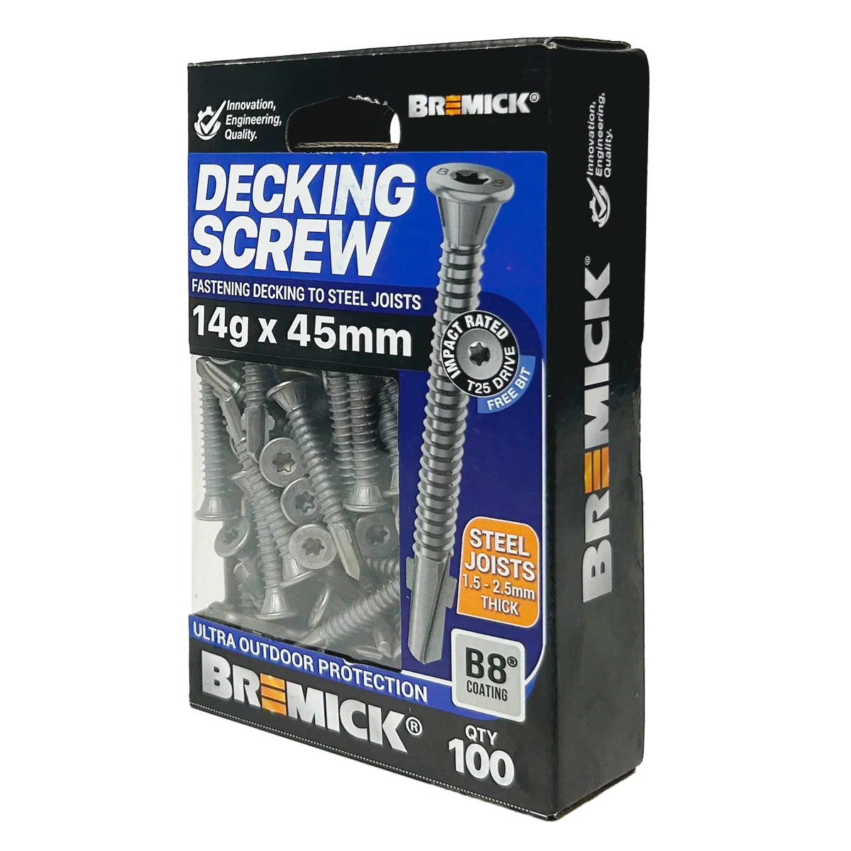 Bremick Decking Screw 14g x 45mm Wing Truss - 100 Pack - T25 Drive - B8 Coating