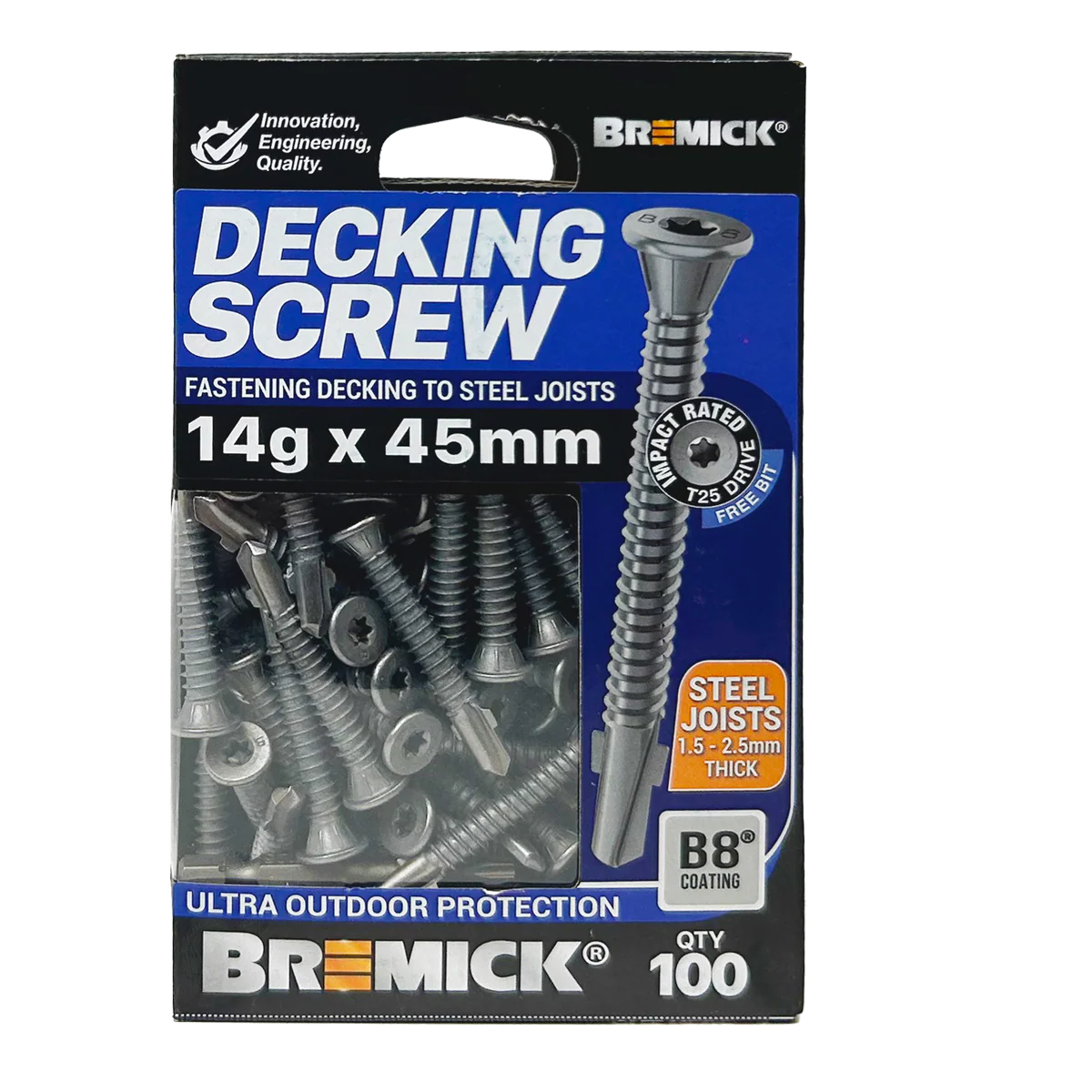 Bremick Decking Screw 14g x 45mm Wing Truss - 100 Pack - T25 Drive - B8 Coating - Image 2