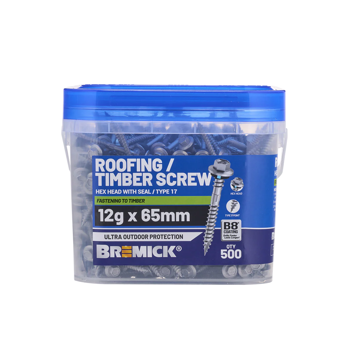 Bremick Hex Roofing Screw 12g x 65mm - Box of 500 - Watertight Seal - Corrosion Resistant - Image 2