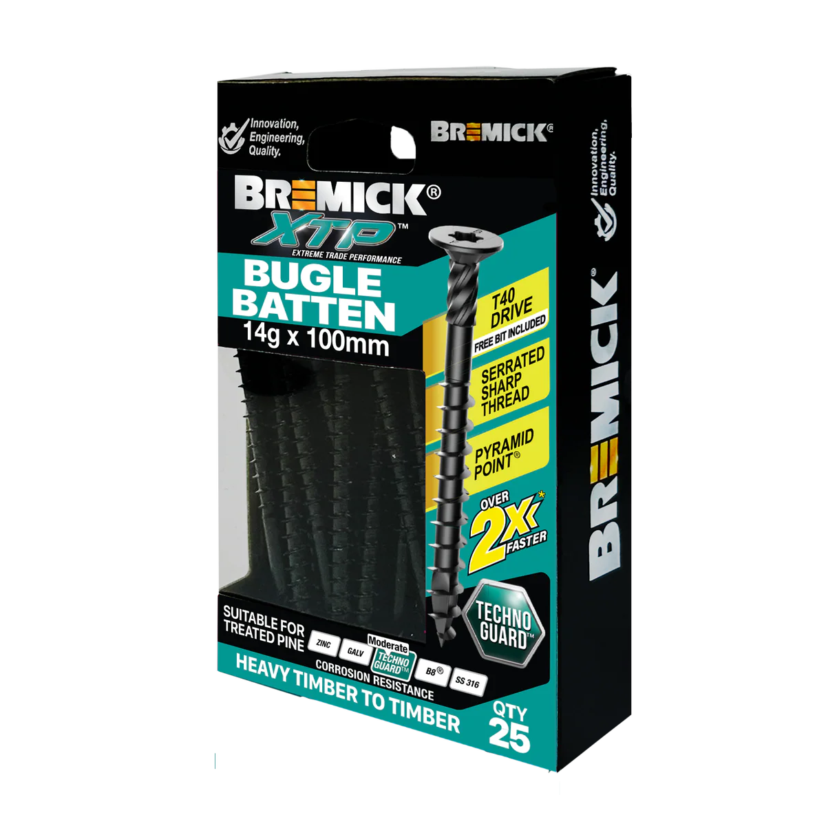 Bremick XTP Bugle Batten 14g x 100mm Black - 25 Pack - Fast Installation