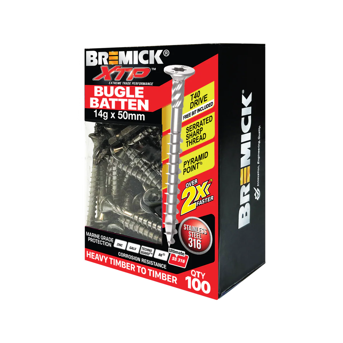 Bremick XTP Bugle Batten - 14g x 50mm - Stainless Steel 316 - 100 Pack - Corrosion Resistant