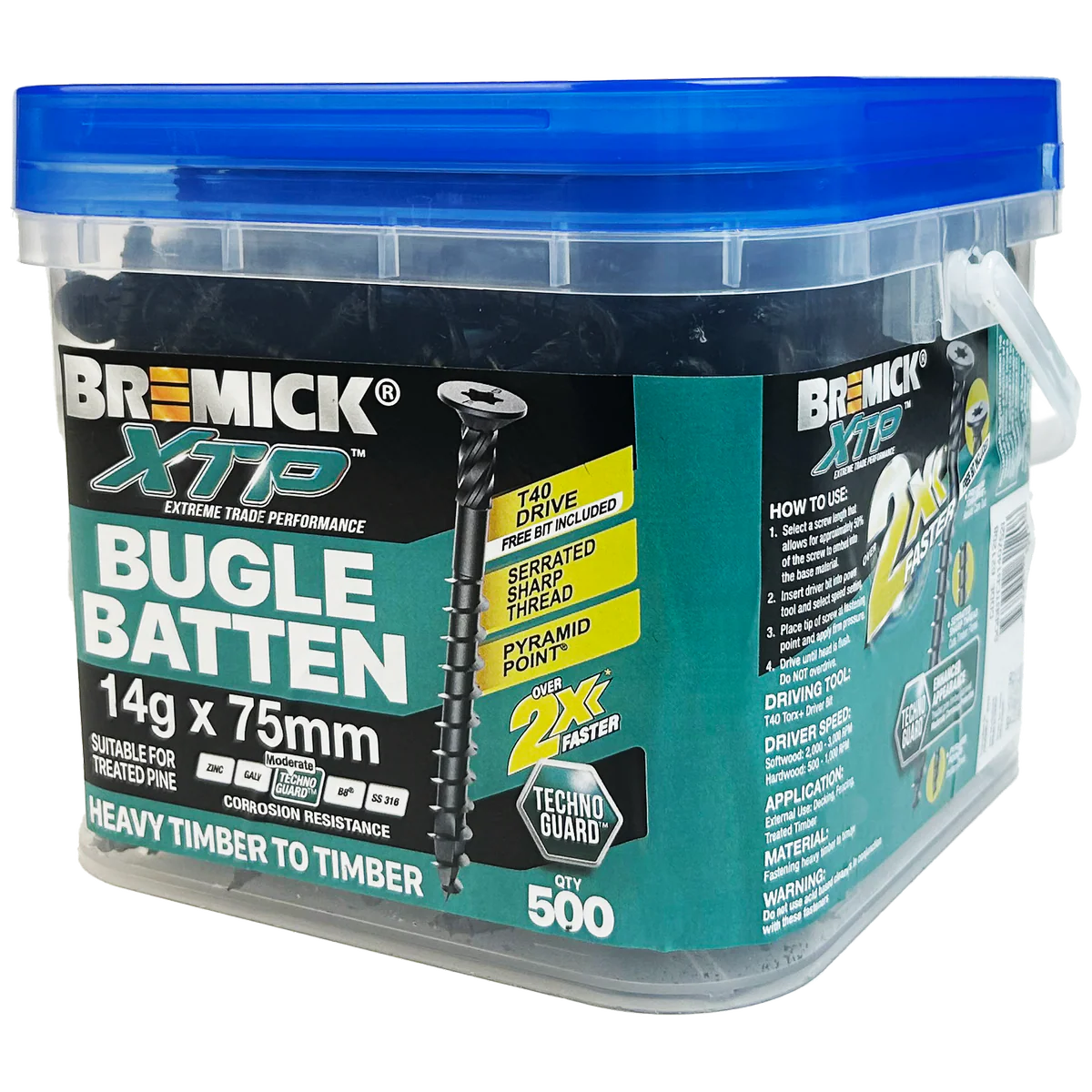 Bremick XTP Bugle Batten 14g x 75mm Technoguard 500 Pack - Fast Installation - Corrosion Resistant