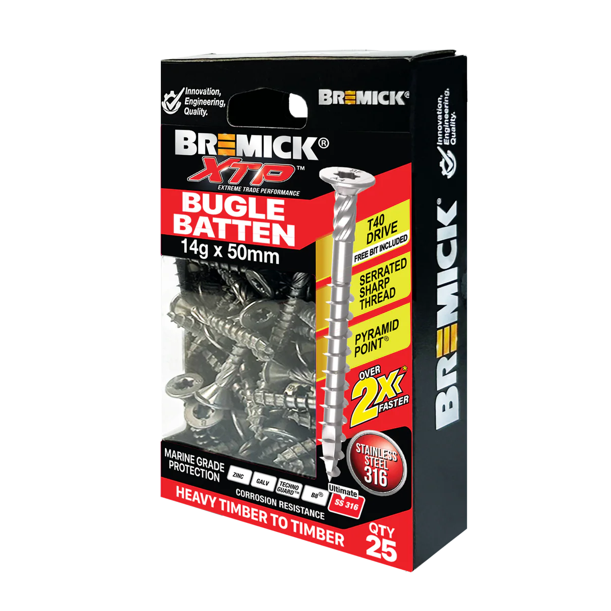 Bremick XTP Bugle Screw Battens 14g x 50mm - 25 Pack - Fast Installation