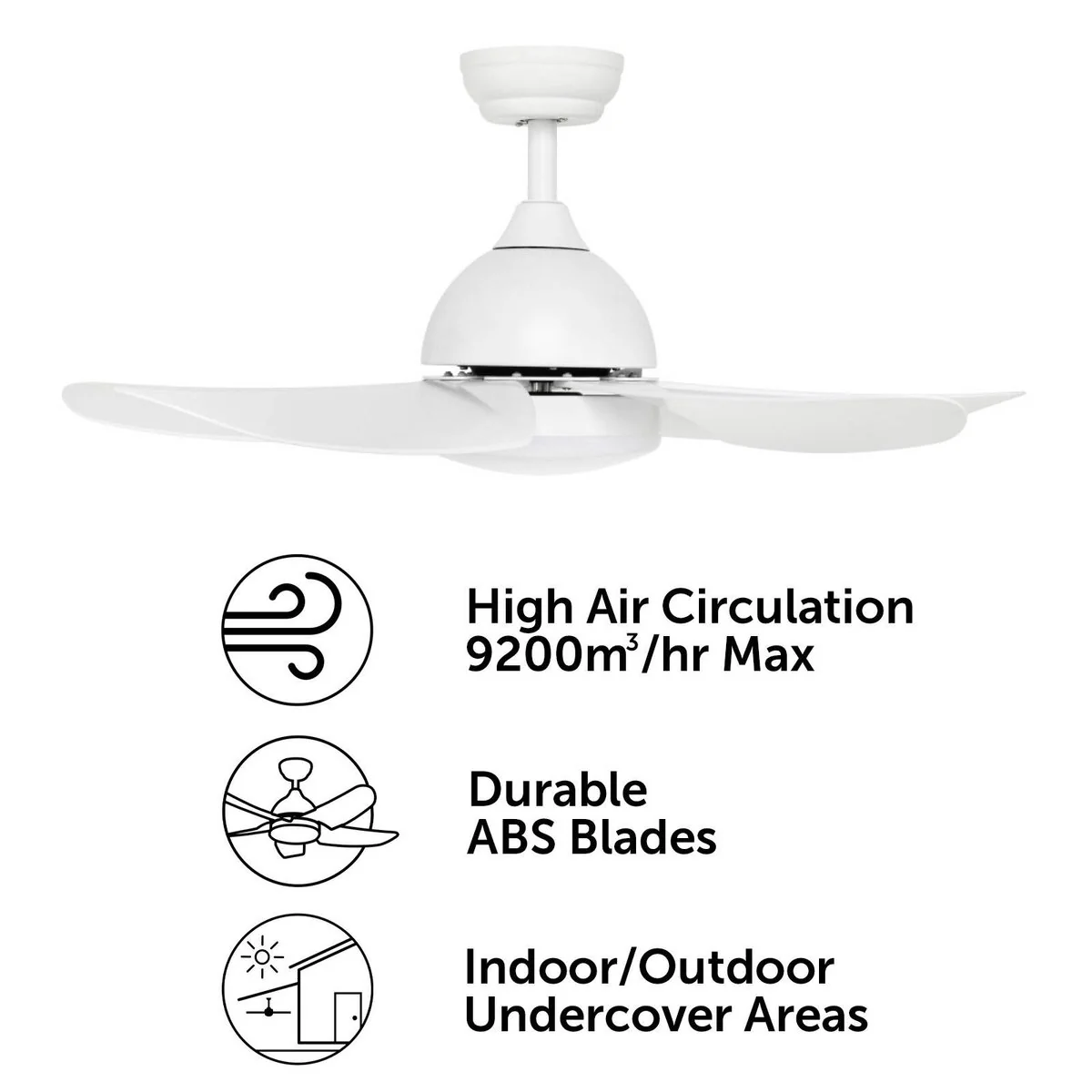 Brilliant 100cm Matt White Bellis AC Ceiling Fan - Remote Control - LED Light - Image 2