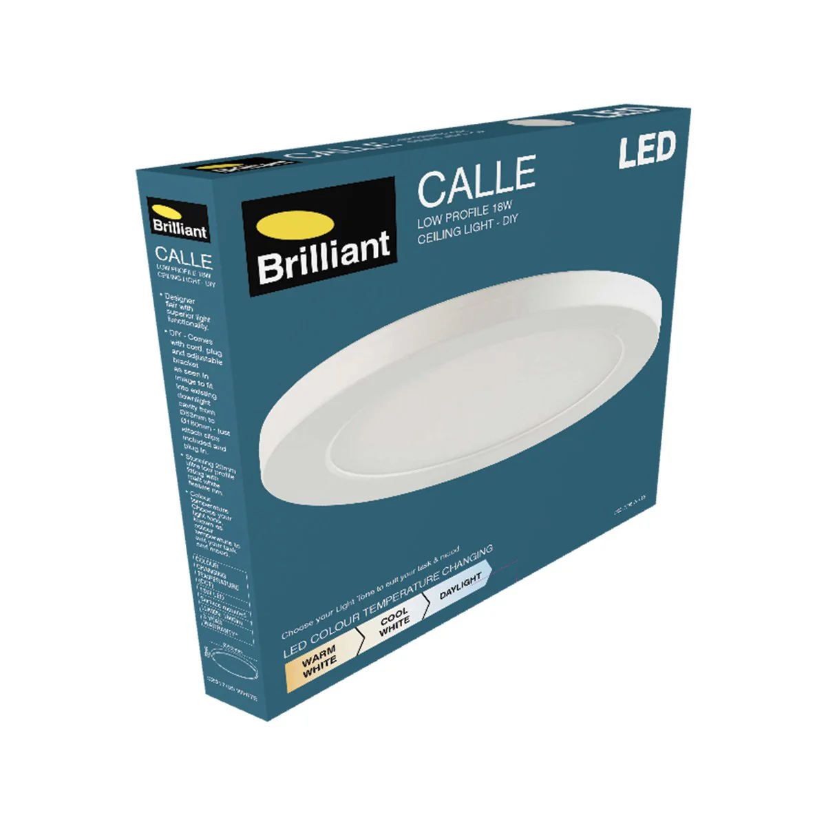 Brilliant 22.5cm Plug-In DIY Tri-Colour LED Oyster Ceiling Light - Energy Efficient - Multi Fit - Image 5