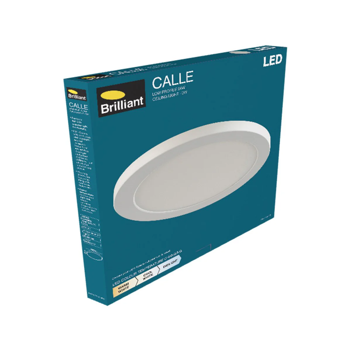 Brilliant 30cm Tri Colour LED Oyster Ceiling Light - Plug-In - White - 2000 Lumens - Image 4