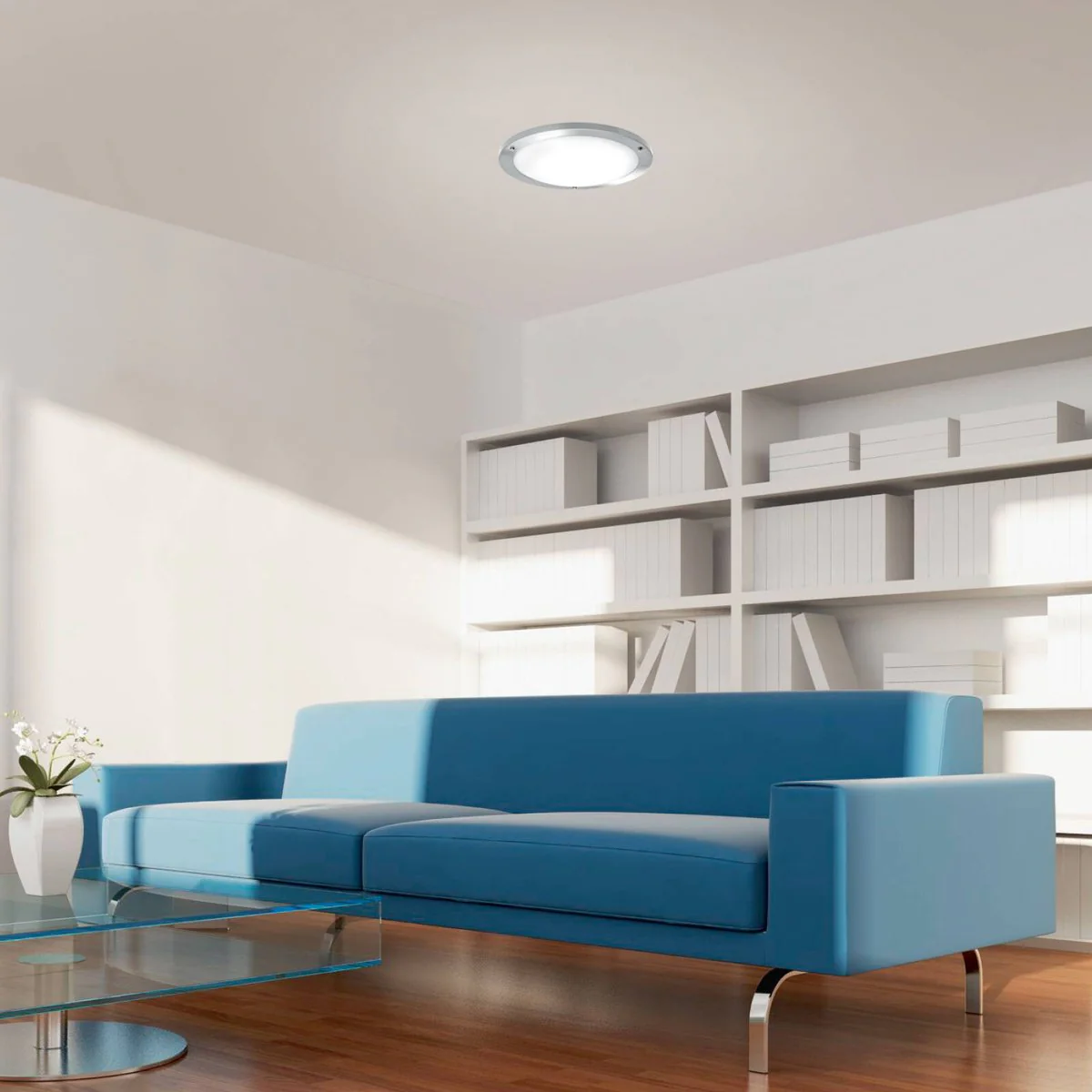Brilliant Atherton Ceiling Light - 310mm - Brushed Steel - IP44 Rated - Image 3