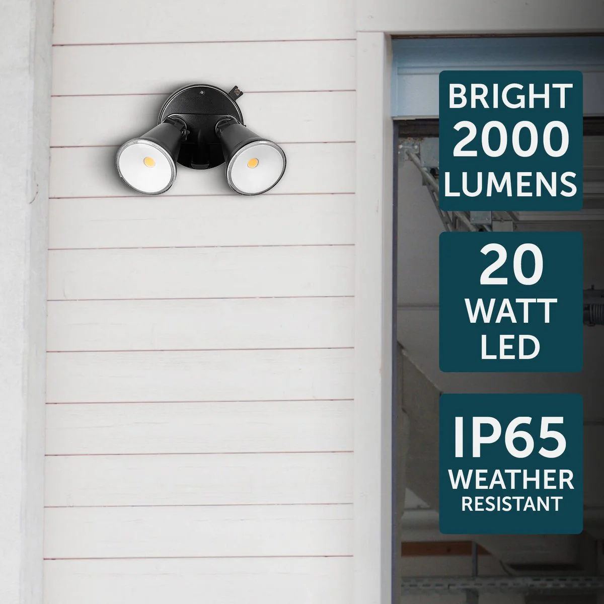 Brilliant Black Lamy DIY Twin Security Light - 1600 Lumens - Weather Resistant - Adjustable Heads - 330mm x 150mm x 120mm - Image 4