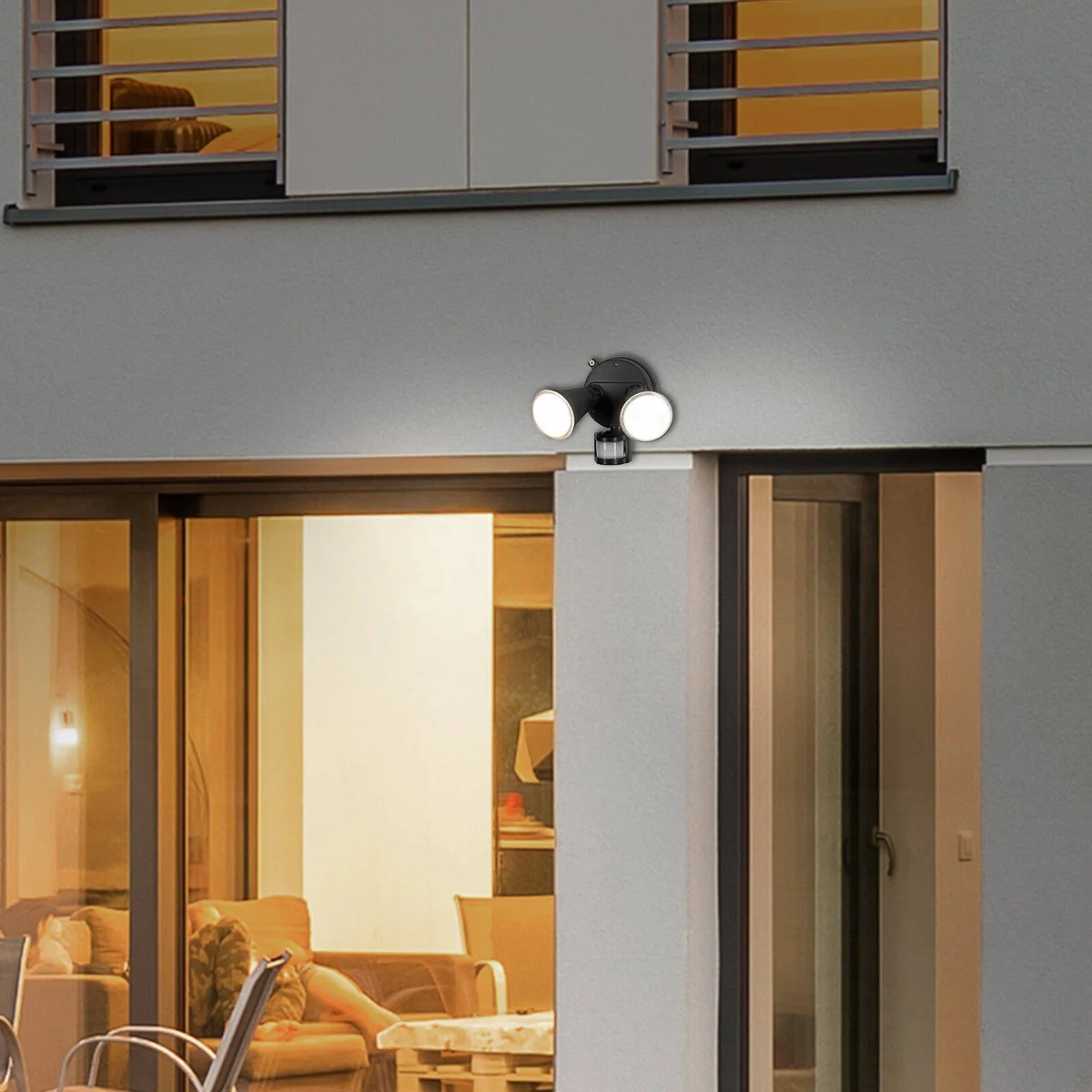 Brilliant Black Lamy DIY Twin Security Light - 330mm x 180mm - PIR Sensor - Image 4