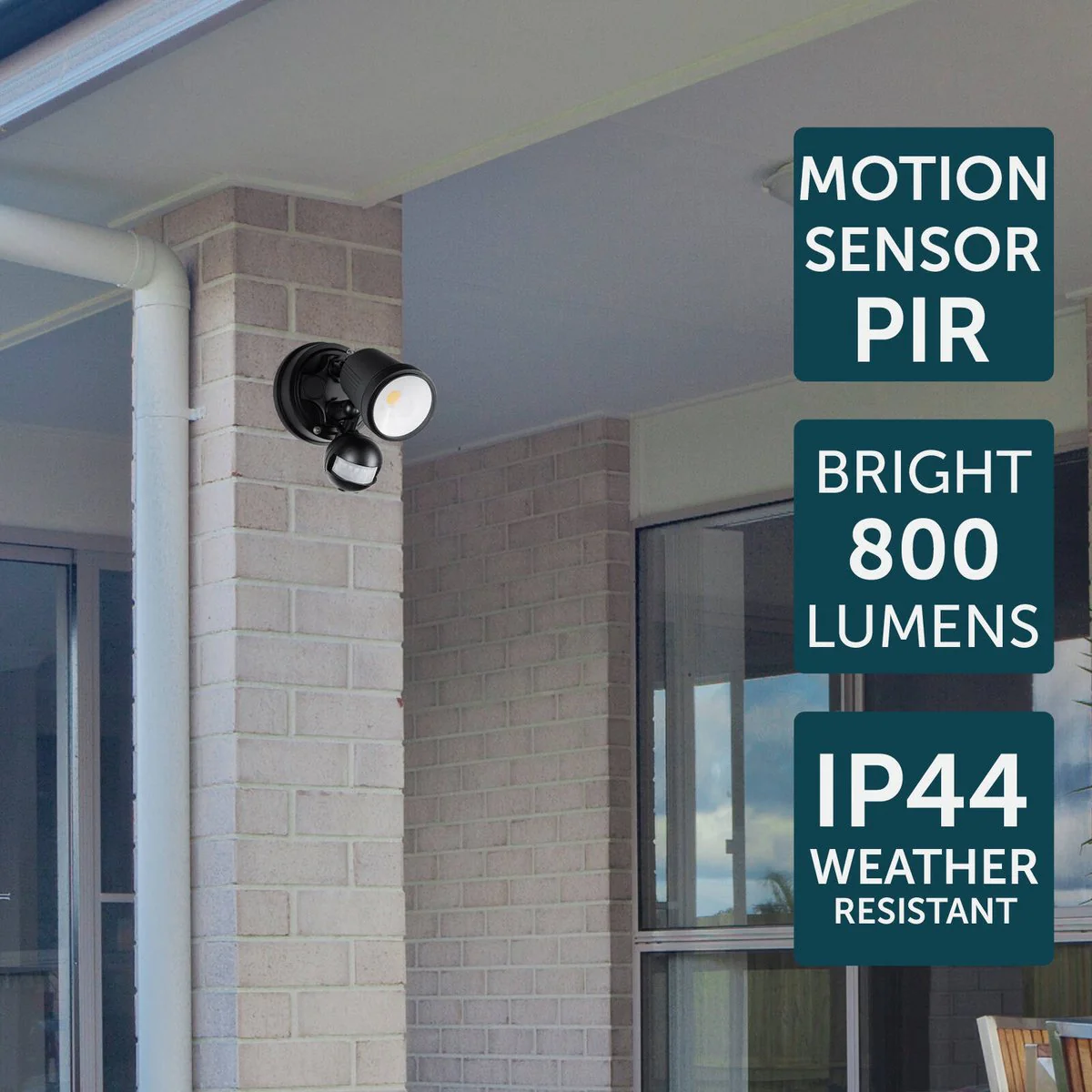 Brilliant Black Raptor III Single LED Sensor Light - 800 Lumens - Wall Mount - Image 5