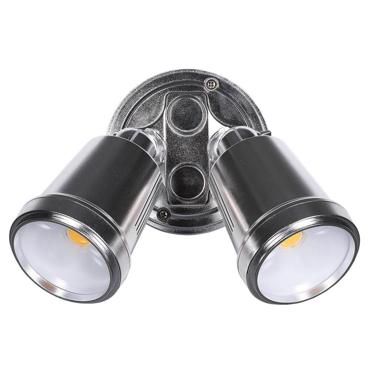 Brilliant Raptor III Twin Flood Light - 20W - 1800 Lumens - Satin Nickel