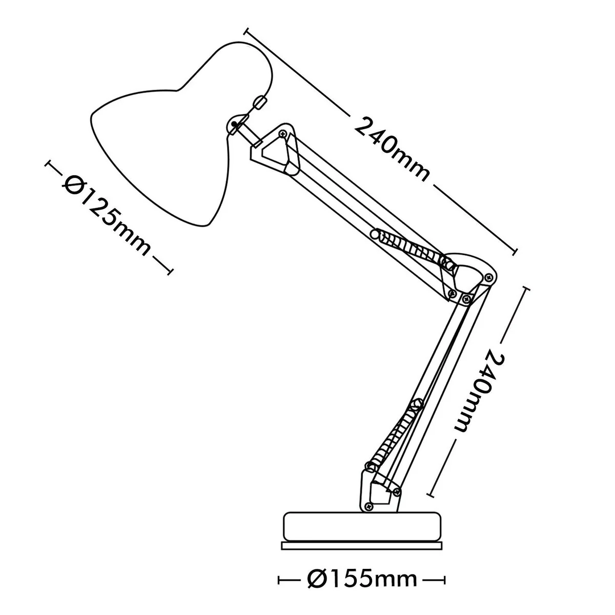 Brilliant XL Black Flexi Lloyd Desk Lamp - 1 x 28W E27 - 155mm x 500mm - Image 4