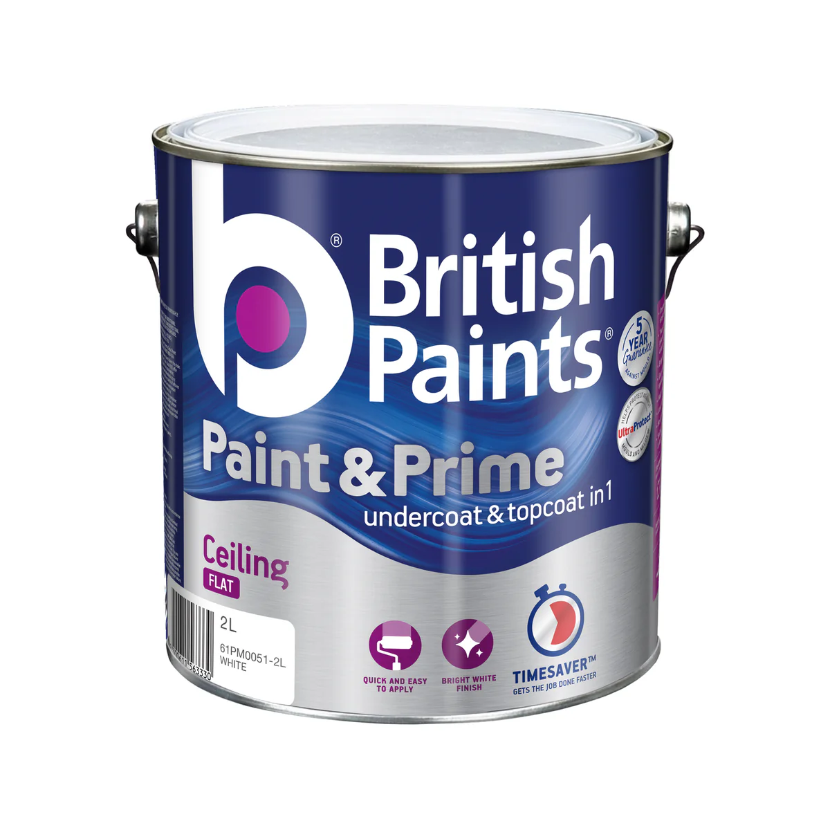 British Paints Ceiling Paint - 2L - Water - Mould Resistant