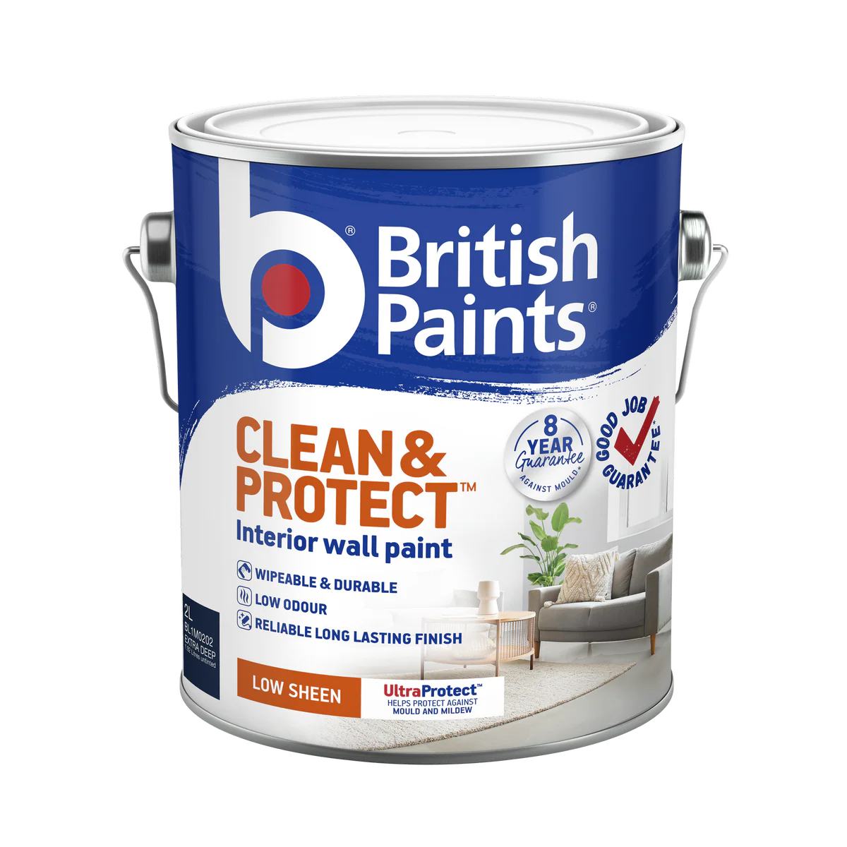 British Paints Extra Deep Low Sheen Interior Paint 2L - Wipeable - 16 m² Coverage