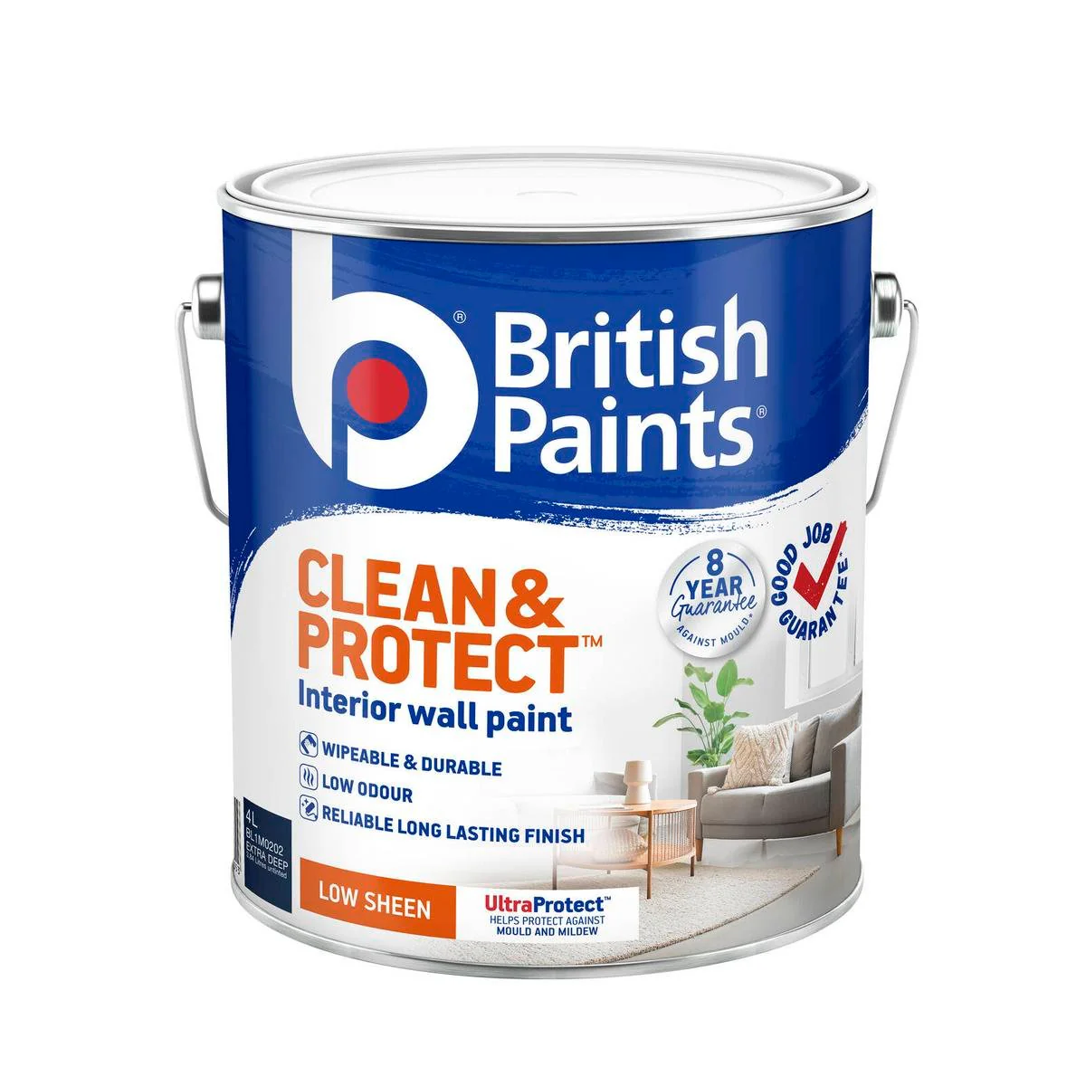 British Paints Extra Deep Low Sheen Interior Paint 4L - Wipeable & Durable
