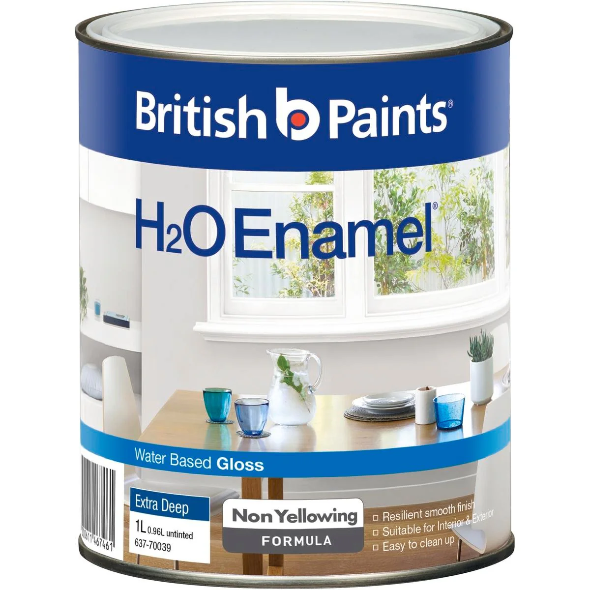 British Paints H2O Enamel - 1L - Water-Based - Extra Deep Gloss