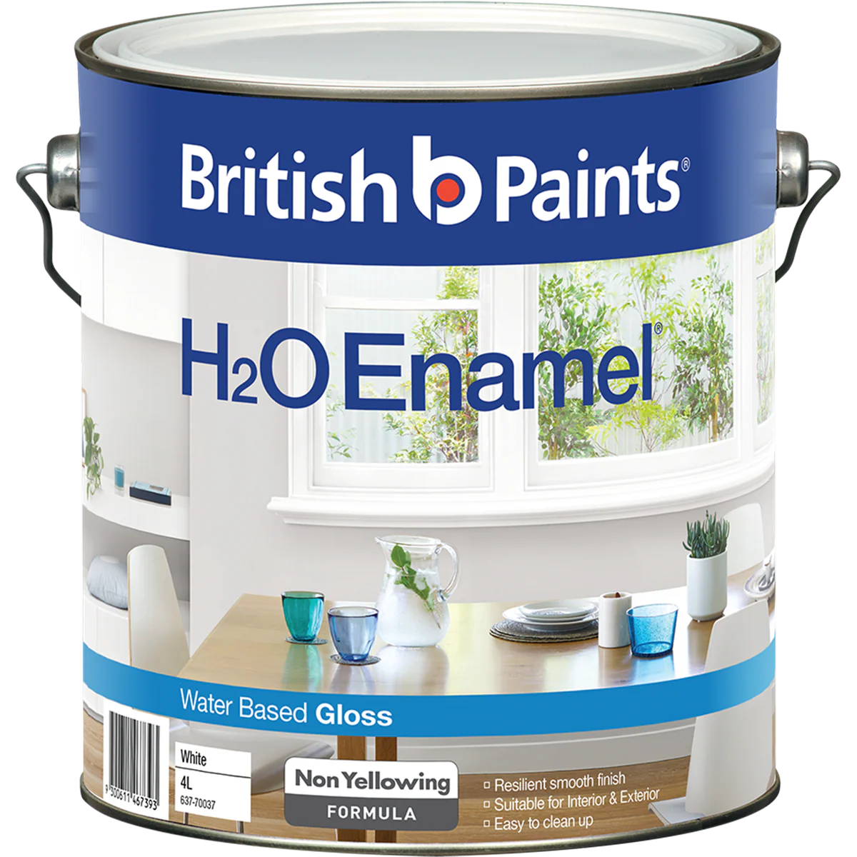 British Paints H2O Enamel Gloss - 4L - Water-Based - Fast Drying