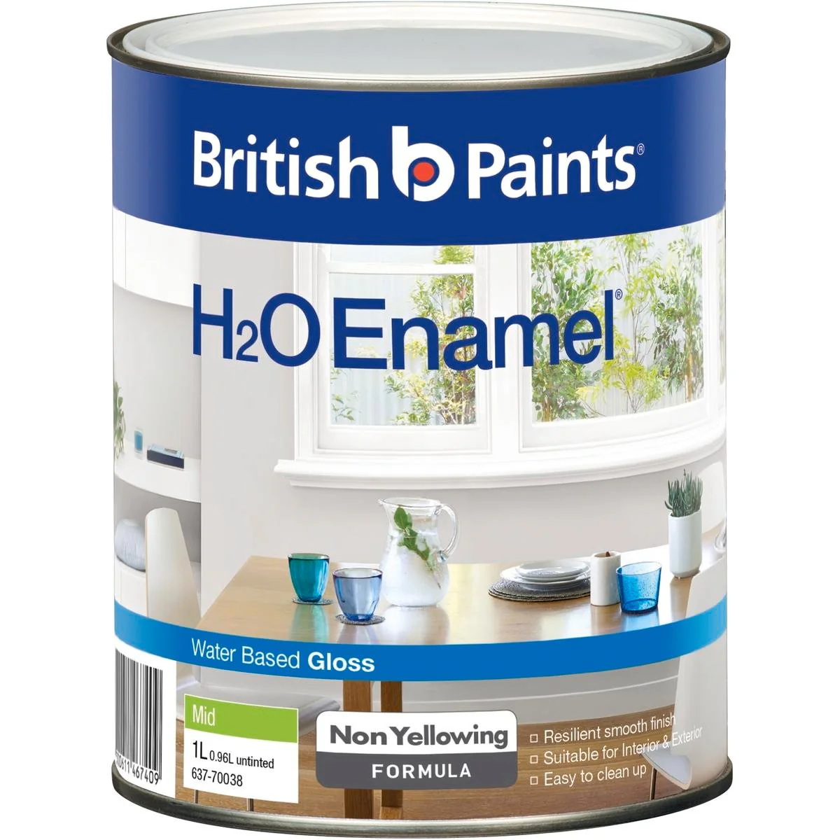 British Paints H2O Enamel Paint - 1L - Water Based - Fast Drying