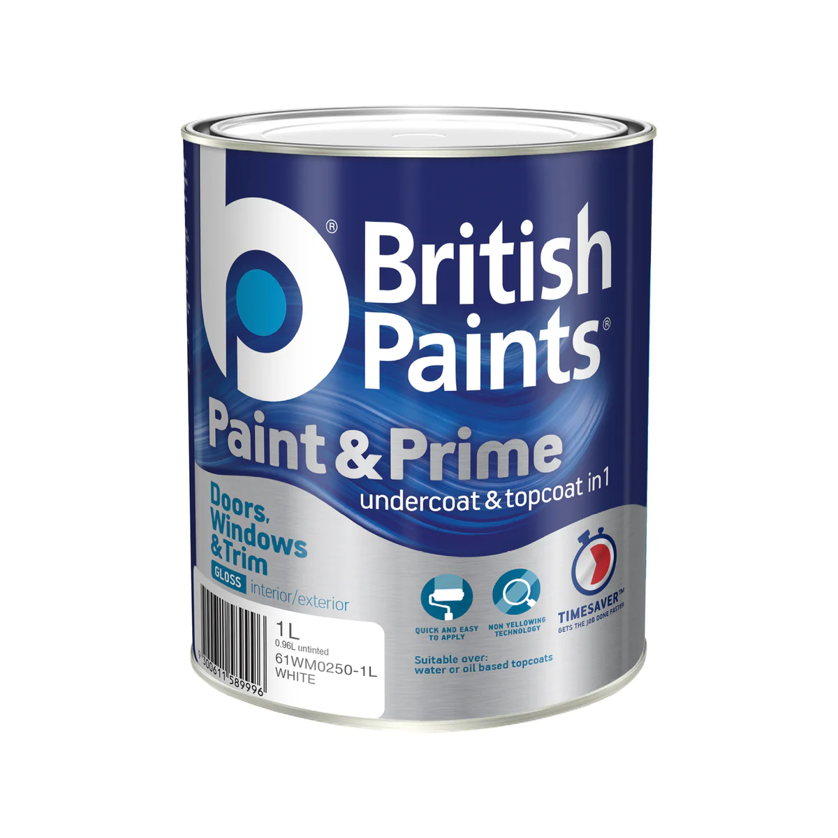 British Paints Paint & Prime - 1L - Gloss - Undercoat & Topcoat