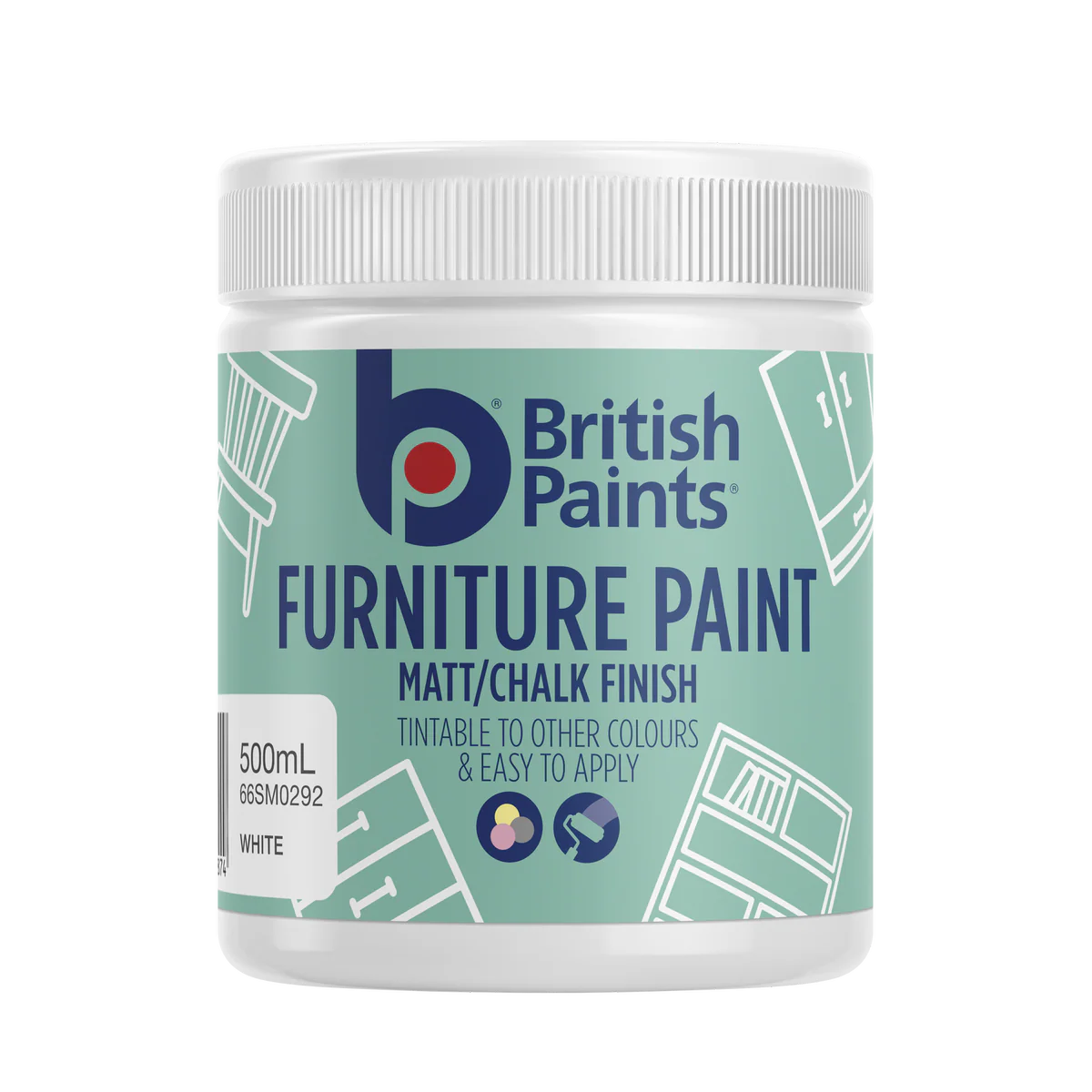 British Paints White Base Furniture Paint - 0.5L - Matt Finish - Easy Application