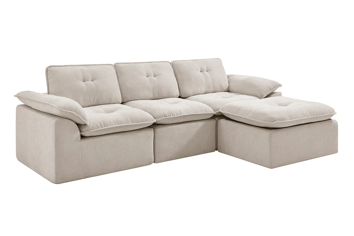 Brosa Castello 4 Seater Modular Sofa with Ottoman Beige