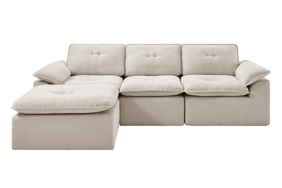 Brosa Castello 4 Seater Modular Sofa with Ottoman Beige - Image 13