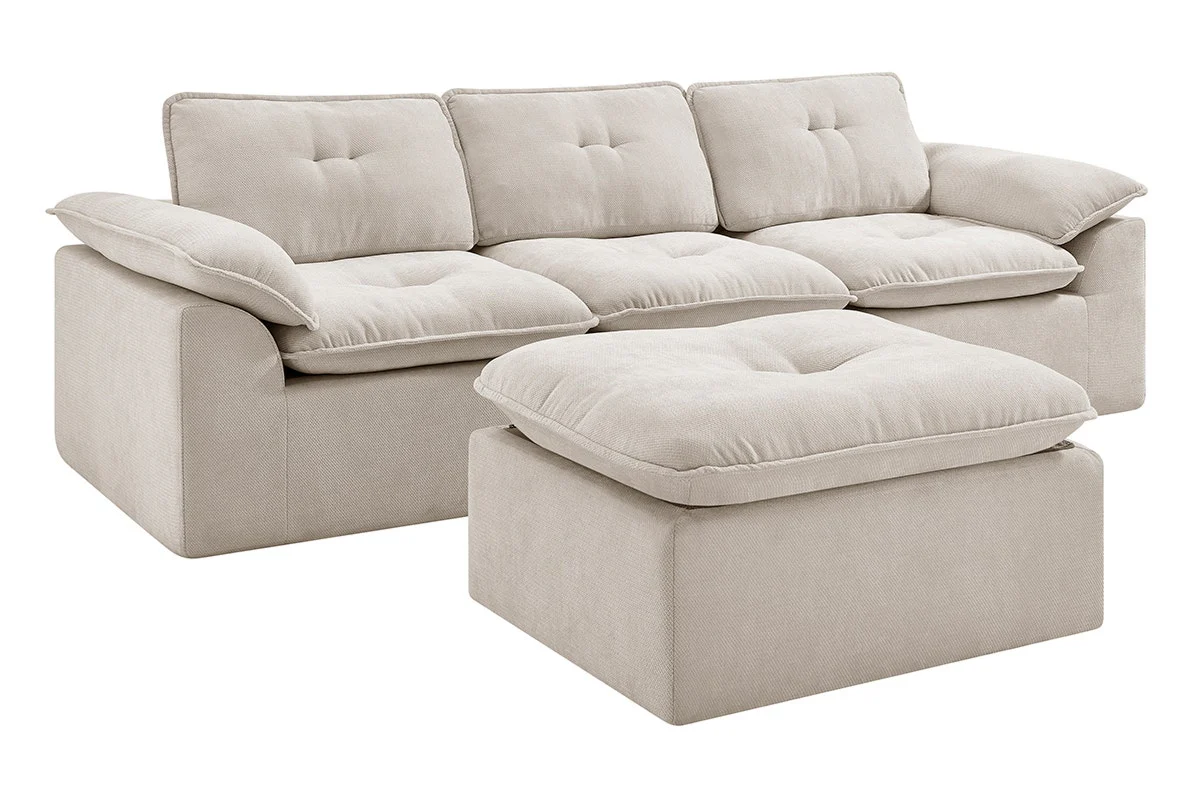 Brosa Castello 4 Seater Modular Sofa with Ottoman Beige - Image 14