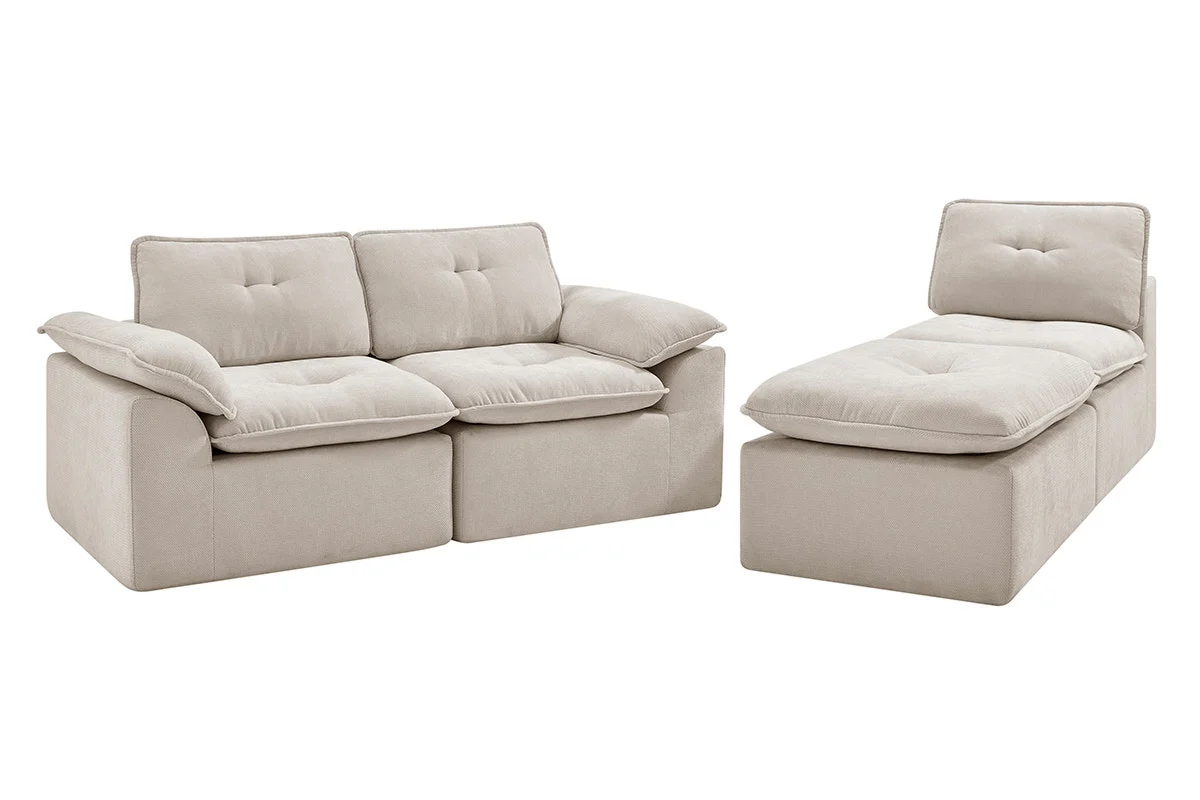 Brosa Castello 4 Seater Modular Sofa with Ottoman Beige - Image 15