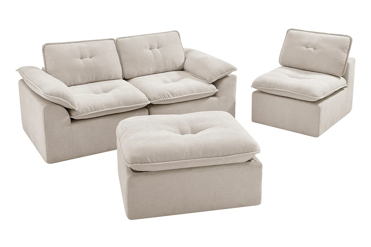 Brosa Castello 4 Seater Modular Sofa with Ottoman Beige - Image 16