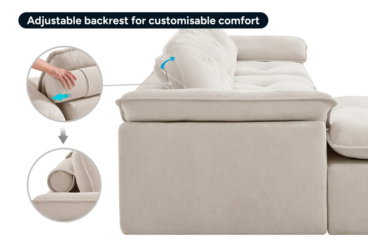 Brosa Castello 4 Seater Modular Sofa with Ottoman Beige - Image 18