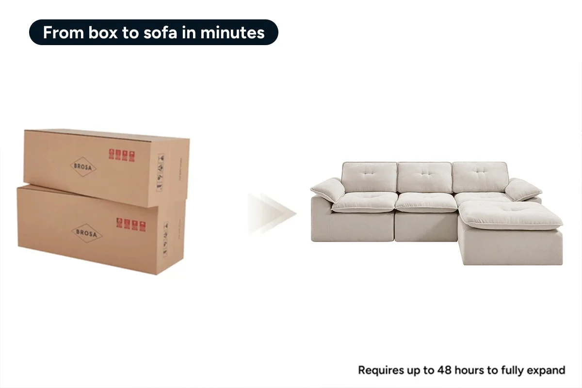 Brosa Castello 4 Seater Modular Sofa with Ottoman Beige - Image 22