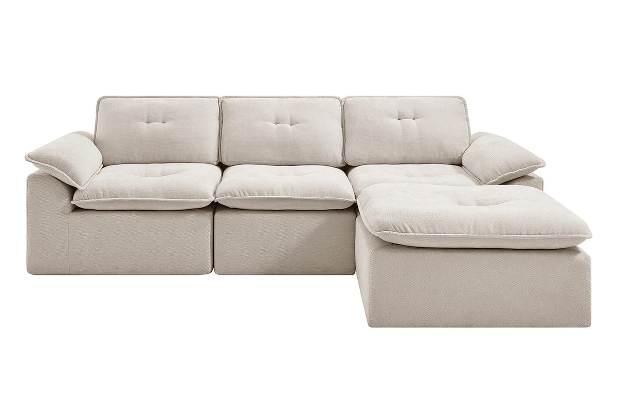 Brosa Castello 4 Seater Modular Sofa with Ottoman Beige - Image 4