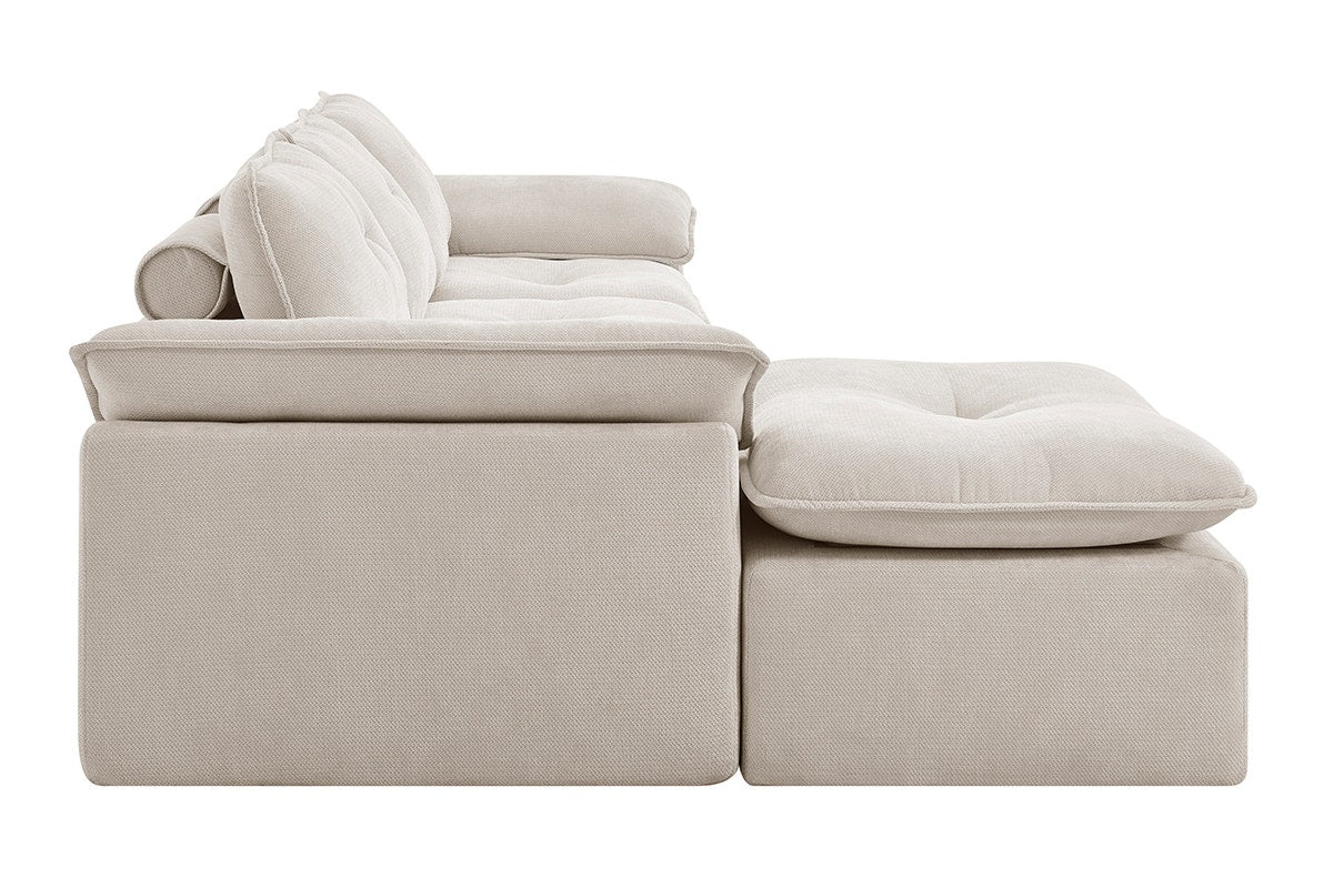 Brosa Castello 4 Seater Modular Sofa with Ottoman Beige - Image 6