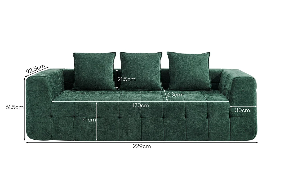 Brosa Cloud 3 Seater Compressed Sofa with Cushions Green - Image 9