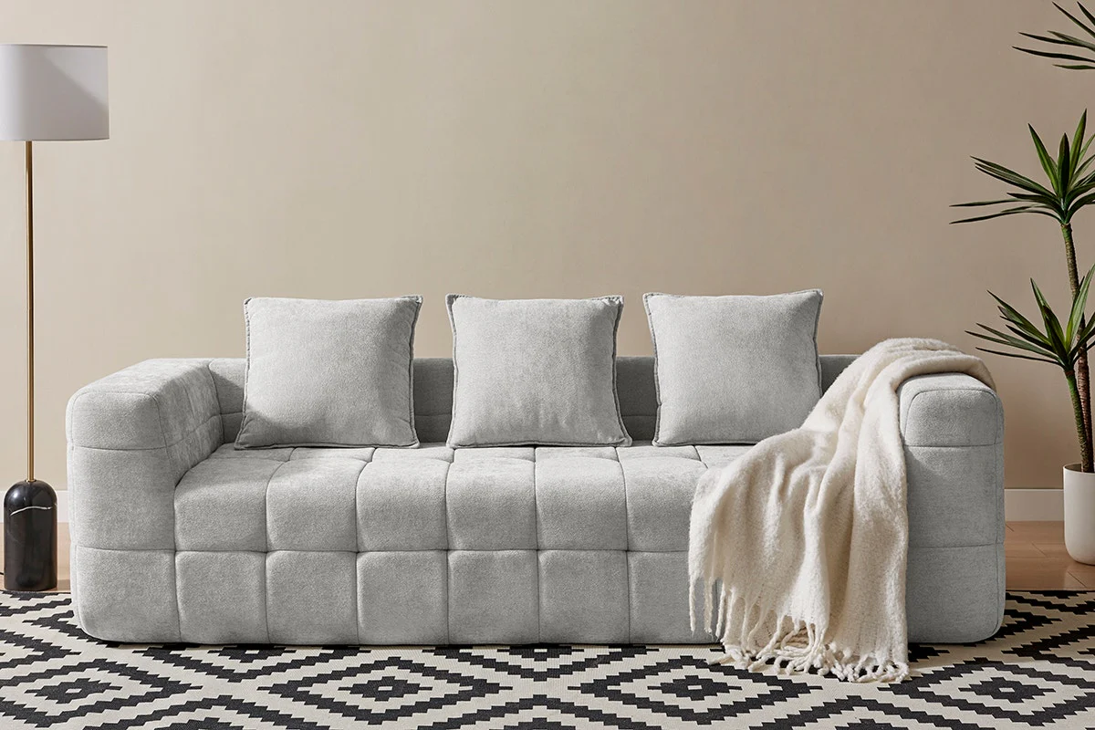 Brosa Cloud 3 Seater Compressed Sofa with Cushions Grey - Image 3