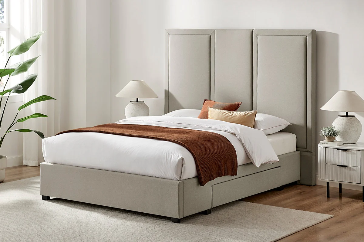 Brosa Erisen Storage Bed Frame with Drawers Grey Double - Image 3
