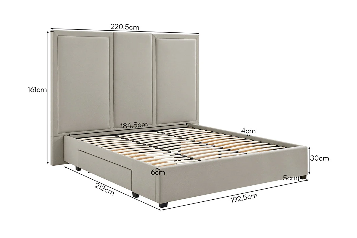 Brosa Erisen Storage Bed Frame with Drawers Grey King - Image 10