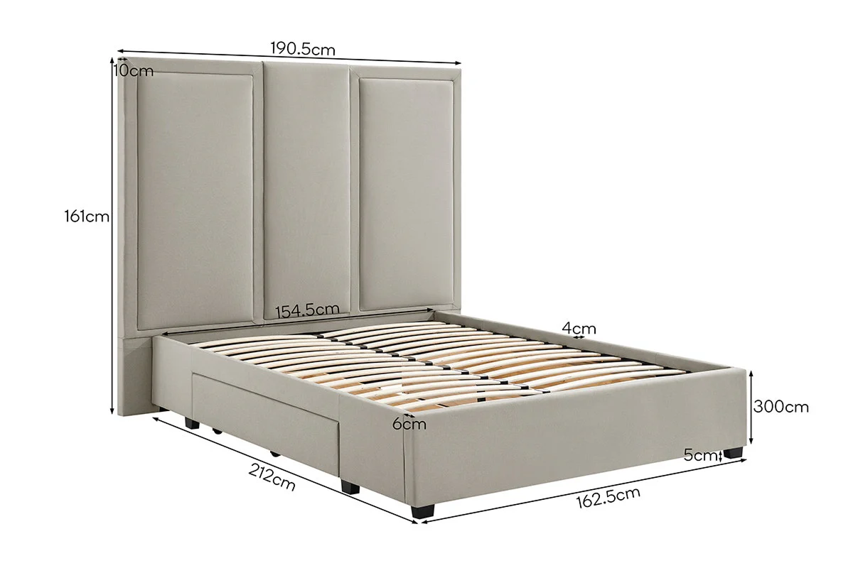 Brosa Erisen Storage Bed Frame with Drawers Grey Queen - Image 10