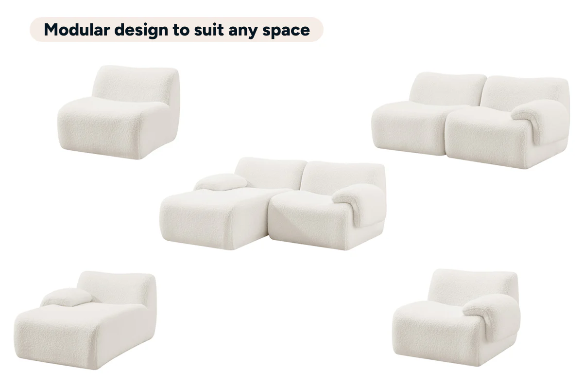 Brosa Grace 4 Seater Compression Sofa White Right Chaise - Image 10