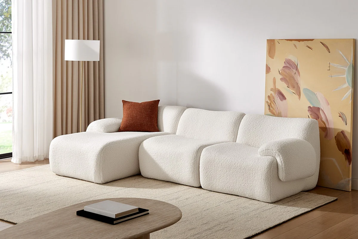Brosa Grace 4 Seater Compression Sofa White Right Chaise - Image 3