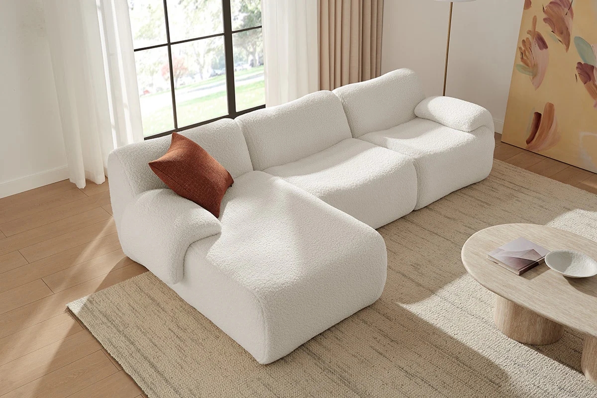 Brosa Grace 4 Seater Compression Sofa White Right Chaise - Image 4