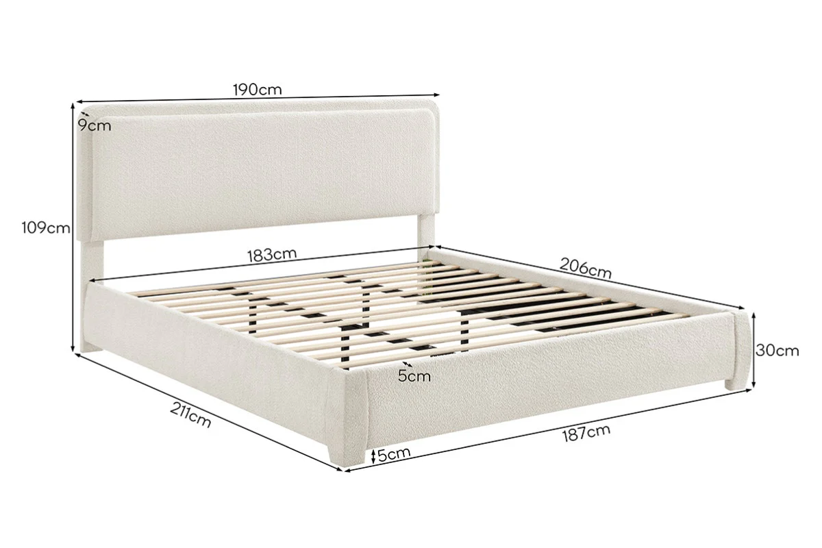 Brosa Havenne Boucle Bed Frame Cream King - Image 10