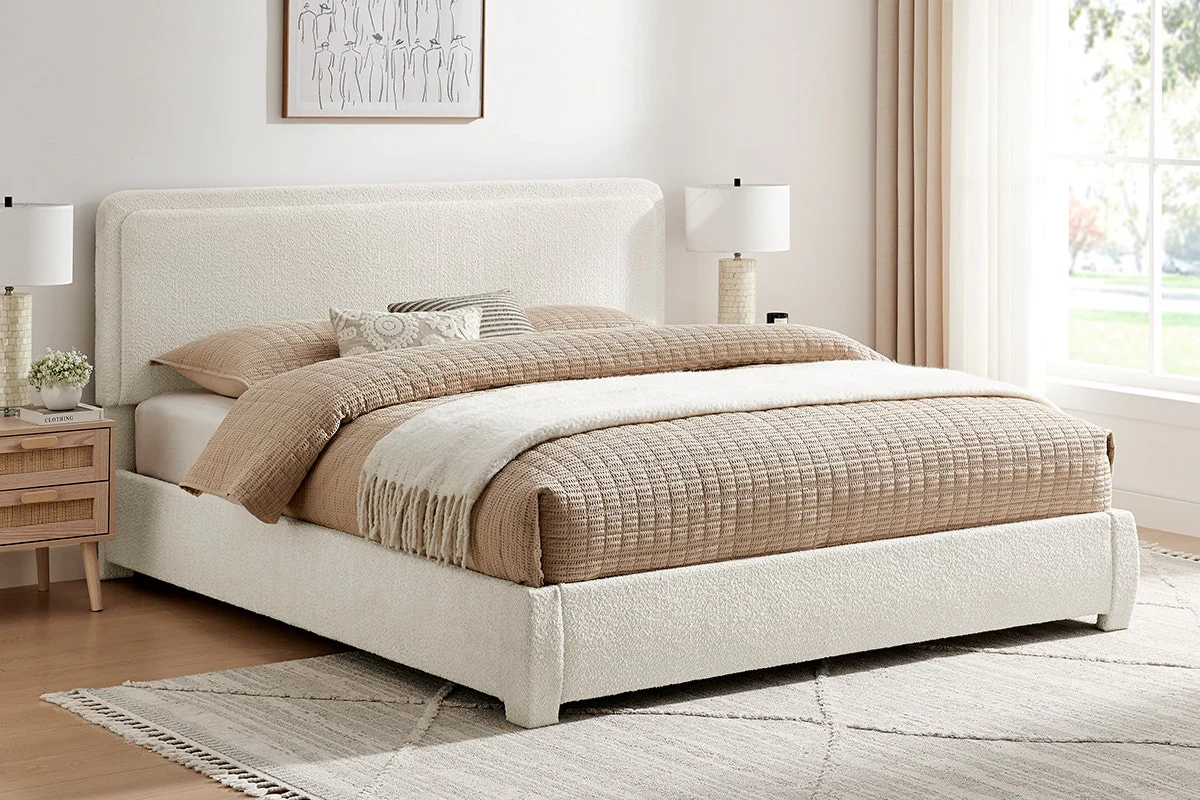 Brosa Havenne Boucle Bed Frame Cream King - Image 3