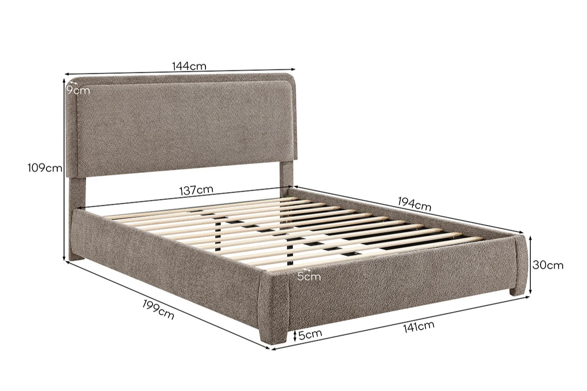 Brosa Havenne Boucle Bed Frame Grey Double - Image 10