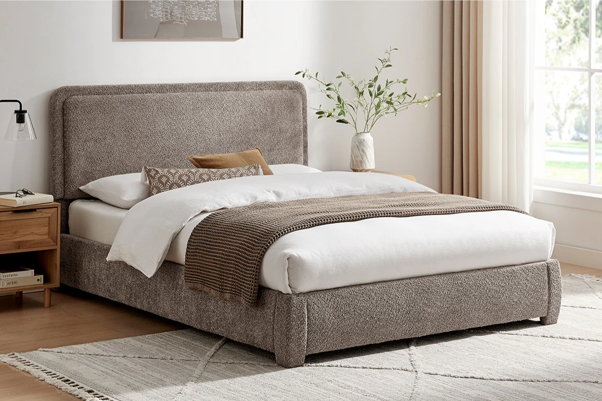 Brosa Havenne Boucle Bed Frame Grey Double - Image 3