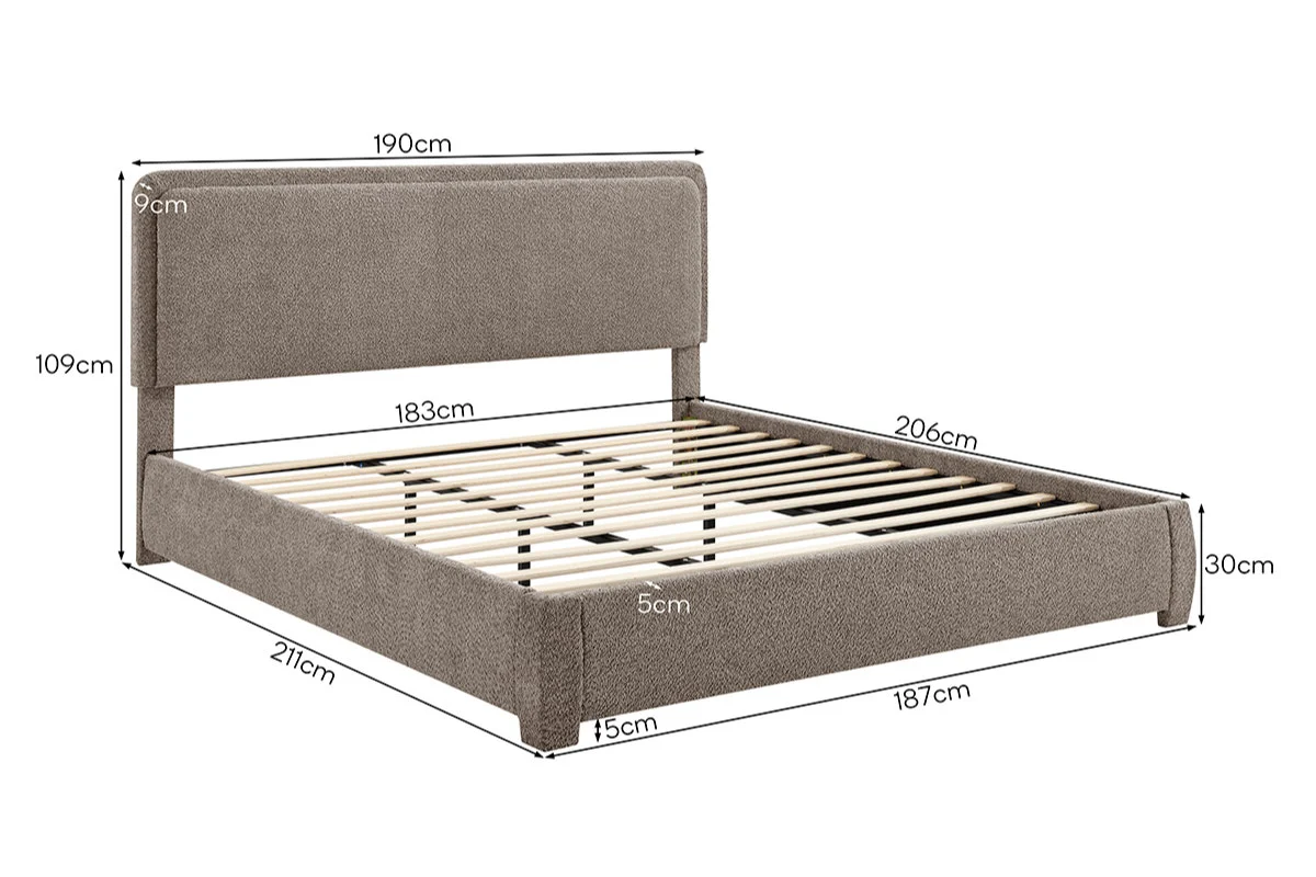 Brosa Havenne Boucle Bed Frame Grey King - Image 10