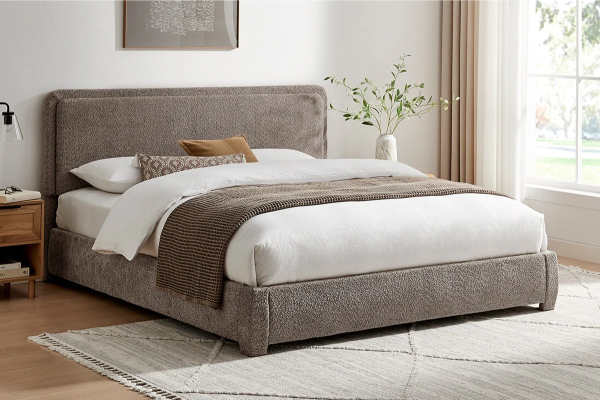 Brosa Havenne Boucle Bed Frame Grey King - Image 3