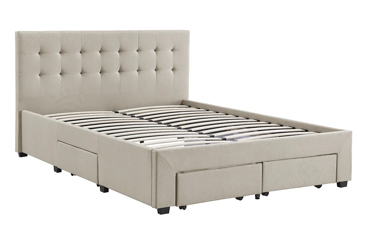 Brosa Le Bern Storage Bed Frame Beige King with 4 Drawers - Image 3